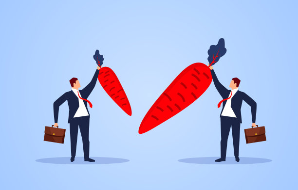 收获和成就，一个商人收获大胡萝卜，另一个商人收获小胡萝卜图片下载