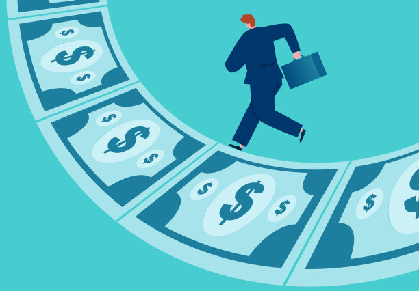 商人平衡和运行高钱，商业概念插图图片下载