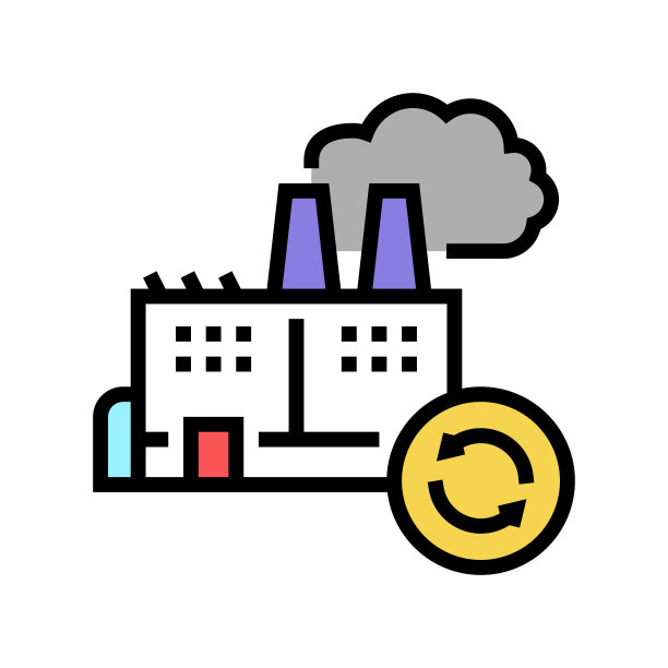 垃圾回收工厂颜色图标矢量插图图片下载