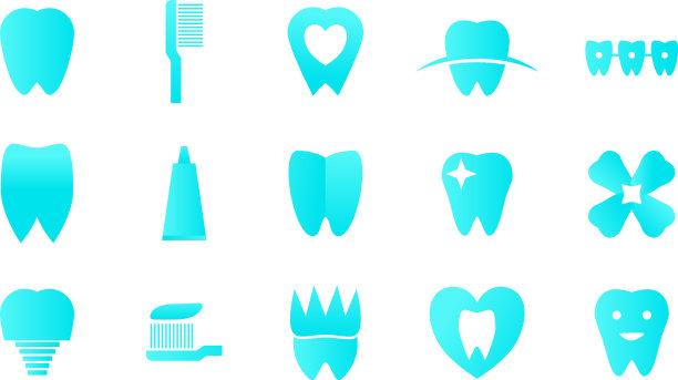 清洁牙齿修复图标集图片下载
