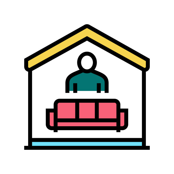 坐在沙发上彩色图标矢量插图图片下载