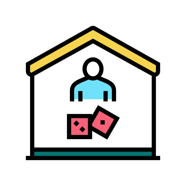 玩游戏在家颜色图标矢量插图图片下载