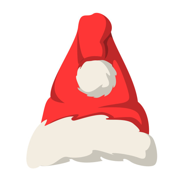 红色圣诞老人帽矢量孤立。圣诞装饰图片下载