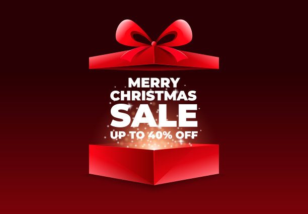 圣诞大甩卖与打开的礼盒。惊喜。矢量图图片下载