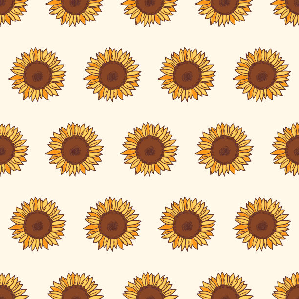 矢量无缝模式与黄色向日葵图片下载