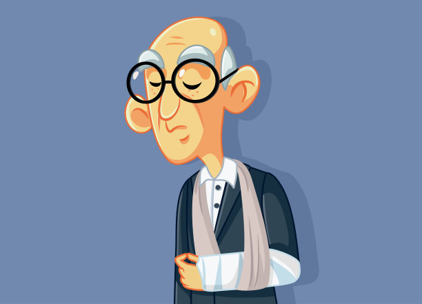 手臂骨折打着石膏的老人图片下载