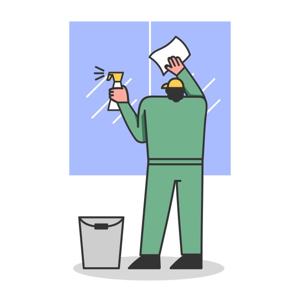 穿制服的窗户清洁人员图片下载