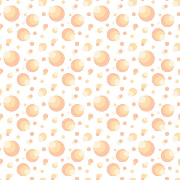 米色、橙色、黄色球形。彩色无缝图案。白色背景上的混乱的圆圈。彩色抽象设计墙纸，包装纸，纺织品，网站图片下载