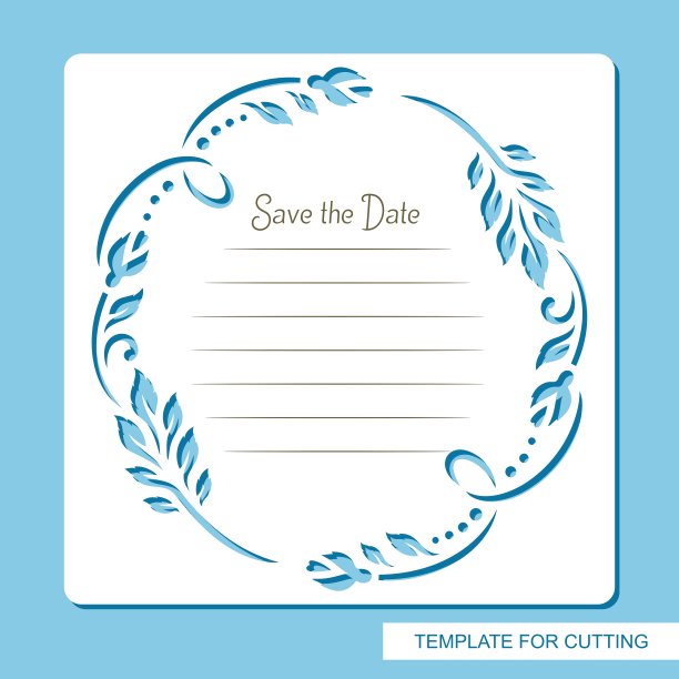 方形卡与一个圆形的切割框架与花卉图案，叶子，花蕾。图片下载