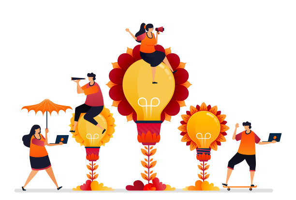 矢量插图农业增长的创新和创造力，寻找想法和灵感。平面设计登陆页，网页，网站，手机应用程序，横幅，模板，海报，传单图片下载