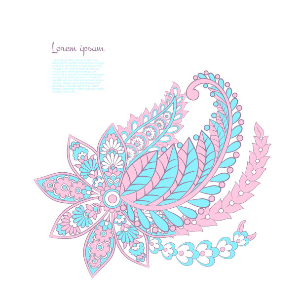 佩斯利矢量模式。孤立的亚洲插图图片下载