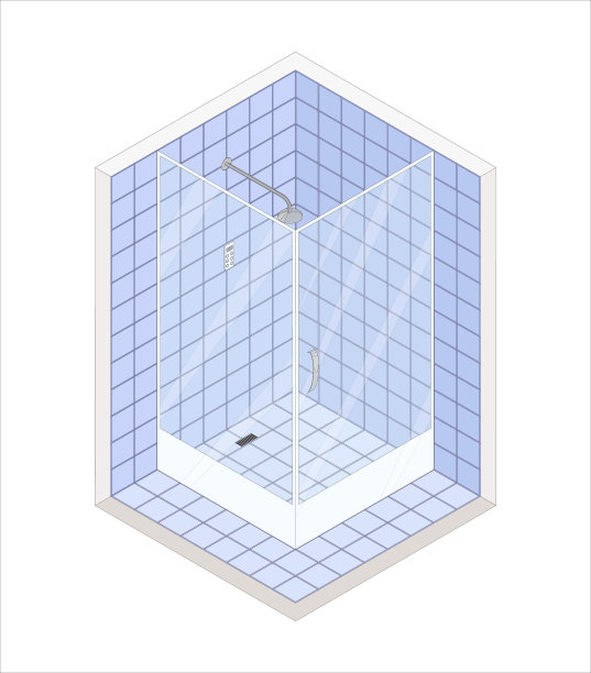 等距平面矢量3D概念淋浴舱图片下载