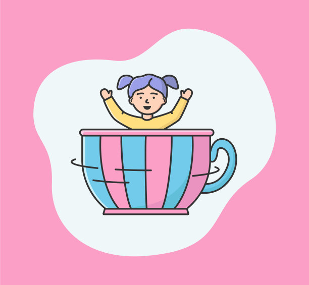 游乐景点公园概念快乐女孩骑旋转木马图片下载