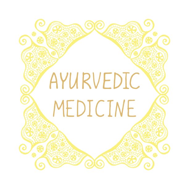阿育吠陀医学。草药治疗，传统医学。适用于包装、网页设计、广告产品、标签。孤立手绘线性模式。股票向量图片下载