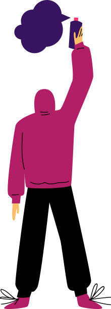 一个站在后面的人在涂鸦图片下载