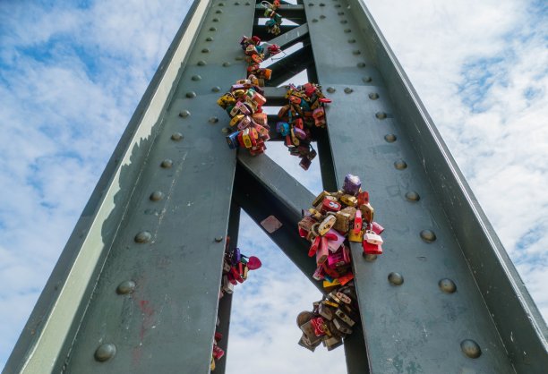 德国法兰克福桥上的挂锁图片下载