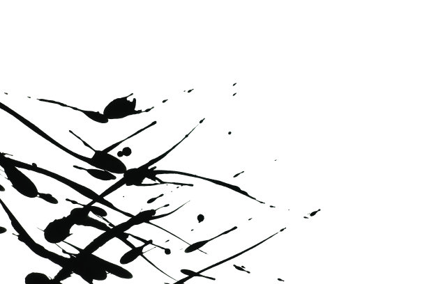 黑色水墨或水彩纹理飞溅和条纹在白色背景，抽象水彩图片下载