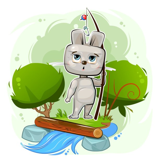 小兔子。卡通风格。年轻的幼崽。向量。可爱的婴儿。图片下载