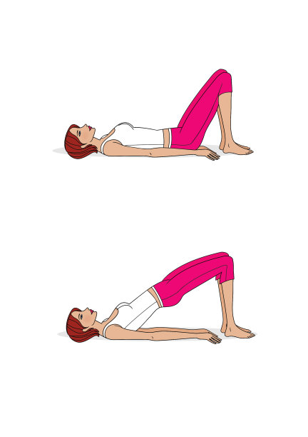 女孩在地板上做运动预防骨软骨病。脊柱的训练。孤立在白色背景上。图片下载