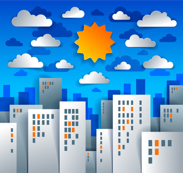 城市风景卡通在剪纸儿童的应用图片下载