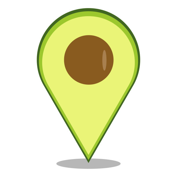鳄梨地图指针导航图标。牛油果logo矢量模板图片下载