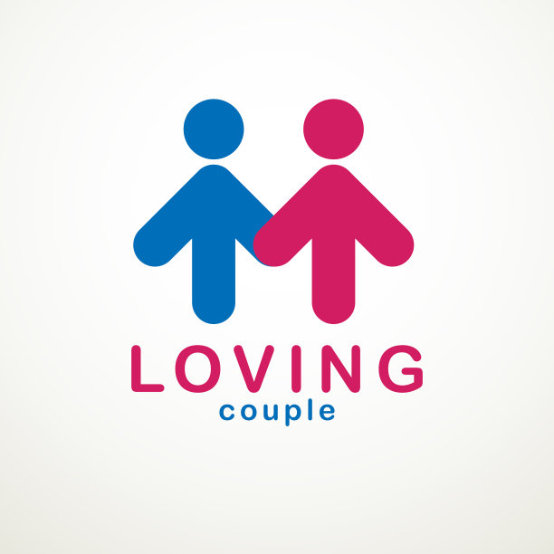 幸福夫妻简单的标志或图标创建图片下载