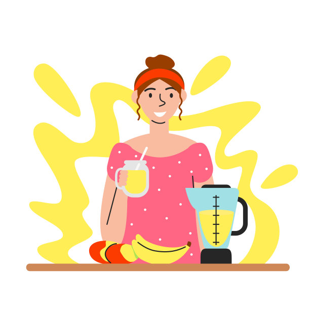 矢量平面插图的女人拿着冰沙图片下载