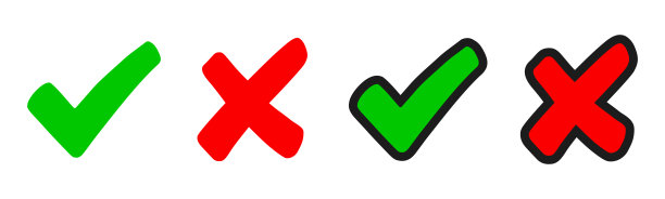 检查标记和十字图标-股票矢量图片下载