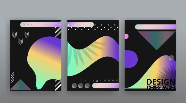 抽象页面模板集，复古浪潮创意潮人，银色金属技术背景。时尚的几何创意未来主义封面，图片下载