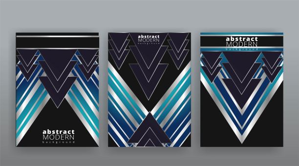 抽象页面模板集，复古浪潮创意潮人，银金属技术背景。时尚的几何创意未来封面，图片下载