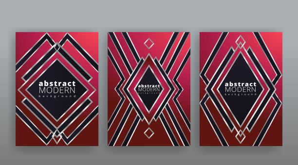 抽象页面模板集，复古浪潮创意潮人，银金属技术背景。时尚的几何创意未来封面，图片下载