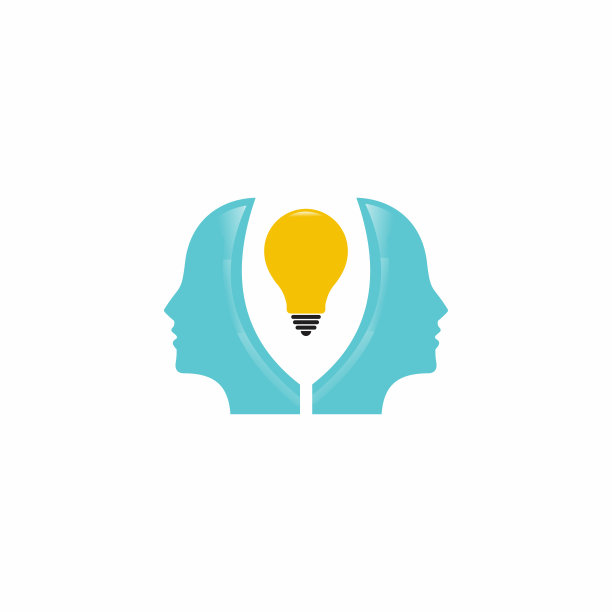 创意人标志与灯泡概念矢量，人头灯泡标志矢量图片下载