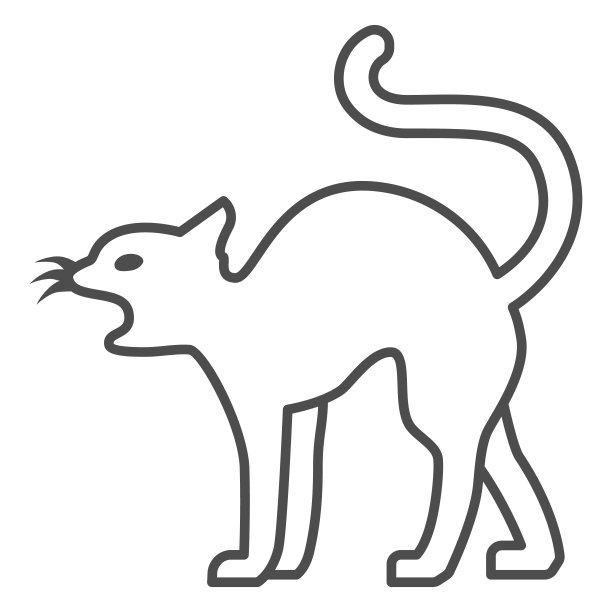 黑猫细线图标，万圣节的概念，魔术动物标志在白色的背景，轮廓风格的猫剪影图标移动概念和网页设计。矢量图形。图片下载