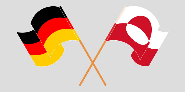 交叉挥舞着格陵兰岛和德国的旗帜图片下载