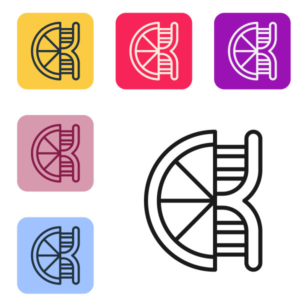 白色背景上分离出的转基因柑橘类水果图标。切成橘色。健康的生活方式。转基因水果。设置图标的颜色方形按钮。向量图片下载