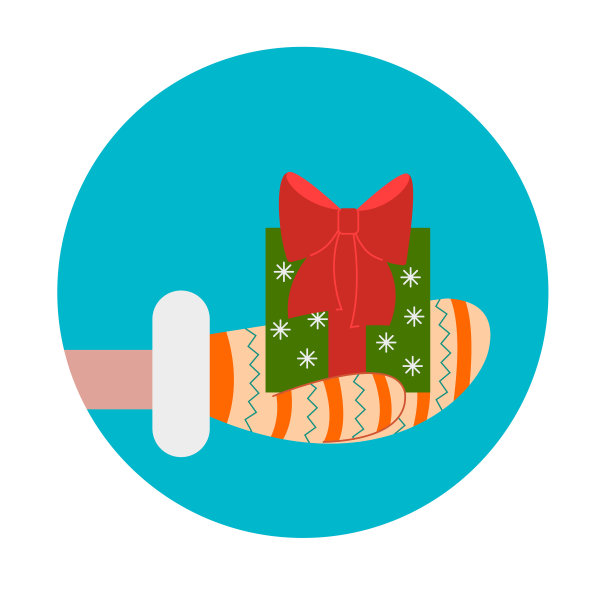 手戴手套保存圣诞礼物图片下载