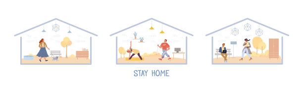 接受工作训练、休息的人都待在家里图片下载