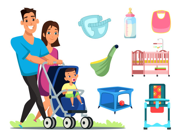 儿童保育属性套装图片下载