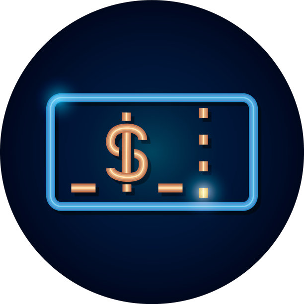 网上购物概念钱券图标霓虹灯图片下载