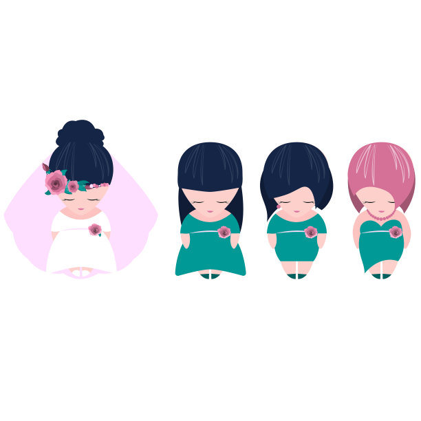 穿着绿色裙子的伴娘图片下载