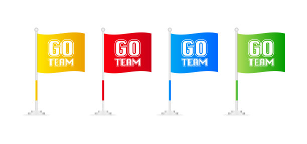 团队。在白色背景上勾画旗帜横幅。矢量插图。图片下载