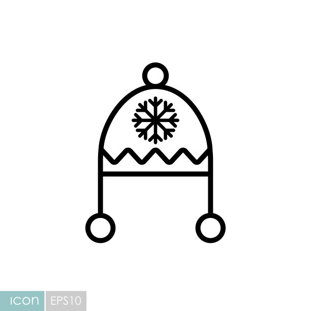 带雪花和绒球图标的冬季帽子图片下载