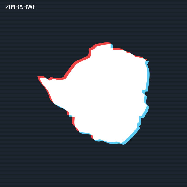 津巴布韦地图在黑暗背景矢量股票插图设计模板。轮廓上的两种颜色风格。图片下载