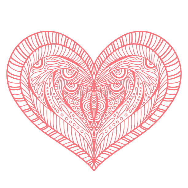 装饰装饰的心。爱印刷设计。彩色书页面。心纹身艺术。图片下载