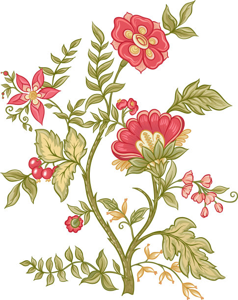 复古雅可比豆风格的梦幻花朵图片下载