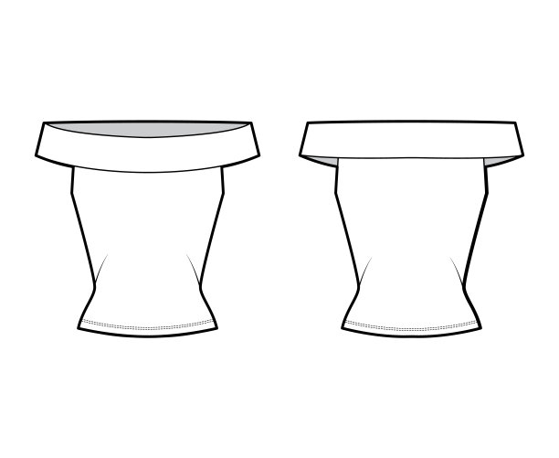 露肩弹力上衣技术时尚插图与无袖，贴身的形状。平的衬衫穿破图片下载