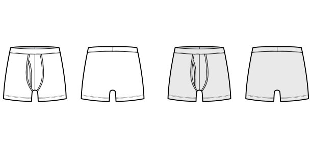 四角内裤内衣技术时尚插画与弹性腰带运动风格紧身泳裤内裤图片下载