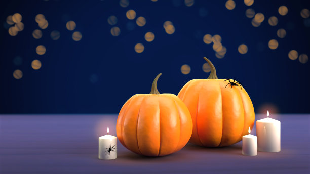 万圣节背景的3D插图图片下载