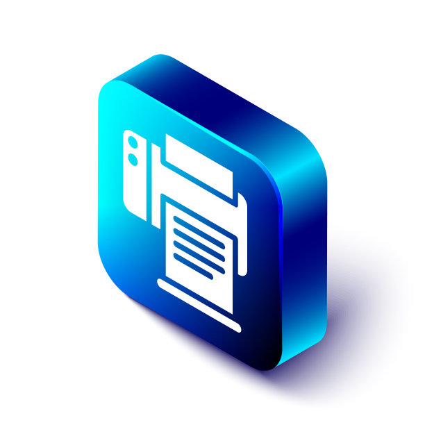 等距打印机图标孤立在白色图片下载