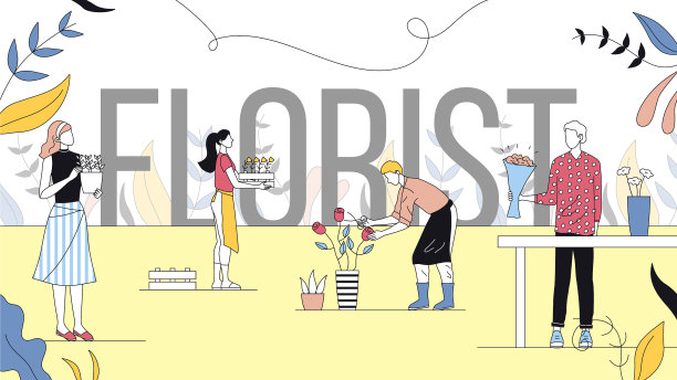 花店概念售货员和男人做图片下载